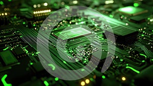 Electronic circuit board processing digital data in green light