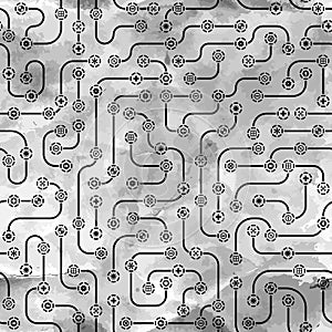 Electronic circuit board. Seamless pattern.