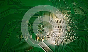 Electronic circuit board technology background. Electronic plate pattern. Circuit board, electrical scheme. Technology photo