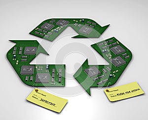 Electronic circuit boards as the Recycle symbol