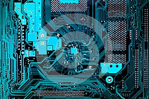 Electronic circuit boards blue, computer motherboard,texture and wallpaper