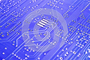 Electronic circuit, computer circuit board blue, computer technology. Circuit board futuristic technology processing. Abstract