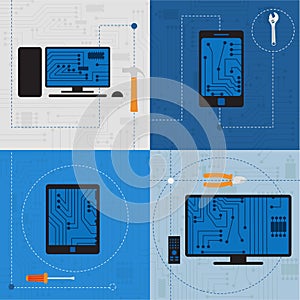 Electronic circuit of technological devices