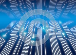 Electronic circuits in blue