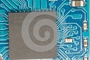 Electronic circuits in blue and green