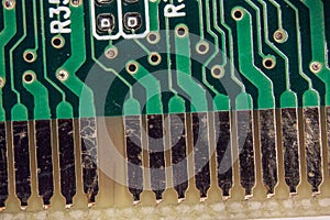 Electronic circuits in blue and green