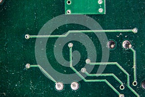 Electronic circuits in blue and green