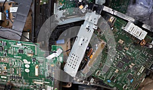 Electronic circuits garbage from recycle industry.