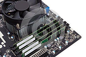 Electronic collection - Computer motherboard with CPU cooler