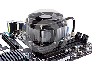 Electronic collection - Computer motherboard with CPU cooler
