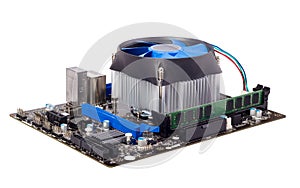 Electronic collection - Computer motherboard with CPU cooler