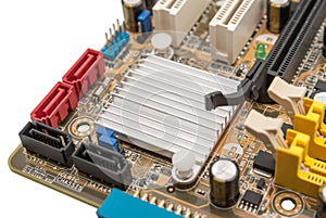 Electronic collection - digital components on computer mainboard