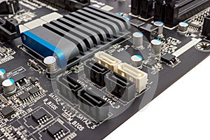 Electronic collection - digital components on computer mainboard