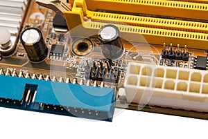 Electronic collection - digital components on computer mainboard