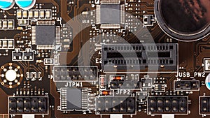 Electronic collection - digital components on computer mainboard