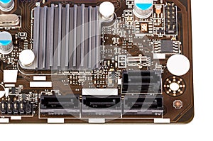 Electronic collection - digital components on computer mainboard