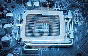 Electronic collection - Empty CPU socket toned blue