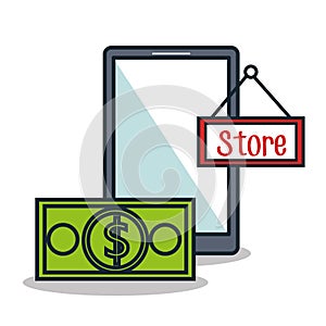 electronic commerce flat line icons