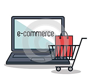 electronic commerce flat line icons