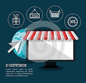 electronic commerce flat line icons