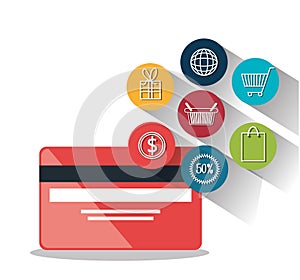 electronic commerce flat line icons