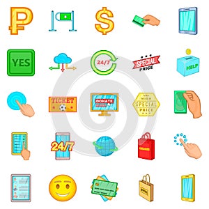 Electronic commerce icons set, cartoon style