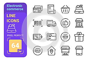 Electronic commerce line icons set