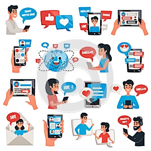 Electronic Communication Devices Icons Set