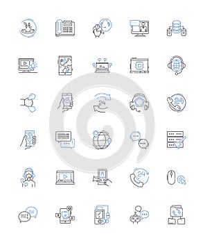 Electronic communication line icons collection. Email, Texting, Instantaneous, Social, Messaging, Online, Connectivity