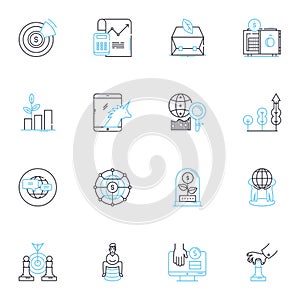 Electronic communication linear icons set. Email, Text, Chat, Social, Video, Audio, Nerk line vector and concept signs