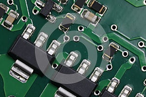 electronic component of an electrical circuit photographed with