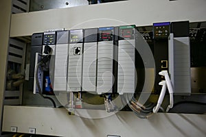 Electronic components in control system. The circuit of control system in control box