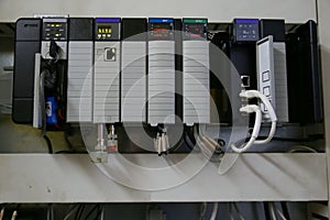 Electronic components in control system. The circuit of control system in control box