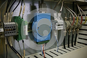 Electronic components in control system. The circuit of control system in control box