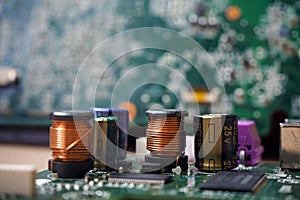 Electronic components on a printed circuit board