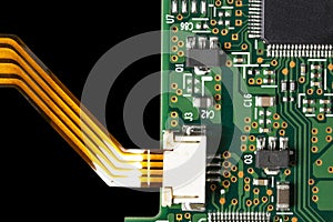 Electronic components and various conductors on an electronic printed circuit board