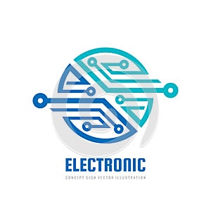 Electronic computer chip - concept business logo template vector illustration. Abstract digital technology creative sign.