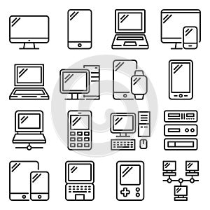 Electronic and Computer Devices Icons Set. Vector