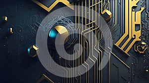 Electronic computer hardware technology. Motherboard digital chip. Tech science background. 3D rendering Generative ai