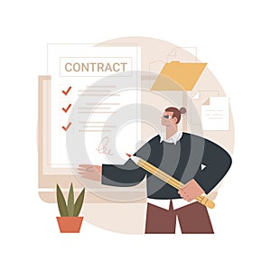 Electronic contract abstract concept vector illustration.