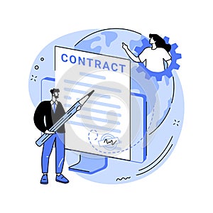 Electronic contract abstract concept vector illustration.