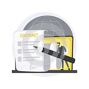 Electronic contract abstract concept vector illustration.