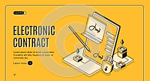Electronic contract isometric banner, e-signature