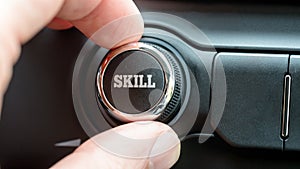 Electronic control button with the word - Skill photo