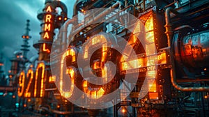 Electronic control panel with binary code. Futuristic technology background