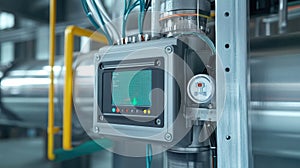 Control panel monitoring industrial processes in modern factory