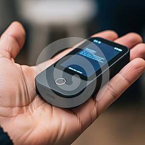 Electronic device featuring a rectangular touchscreen and a circular button