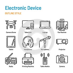 Electronic Device in outline icon and symbol set