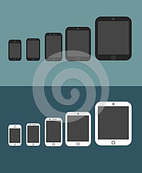 Electronic device phone and tablet,trendy flat icons.