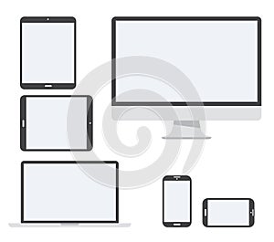 Electronic device vector icon set isolated on whit
